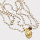 Collar doble tejido cristales champaña oro