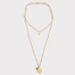 Collar doble tejido cristales champaña oro