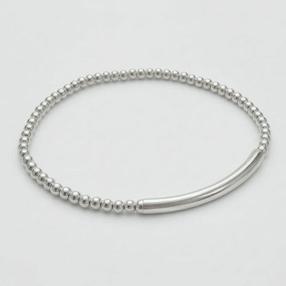 Pulsera bolitas barra plata