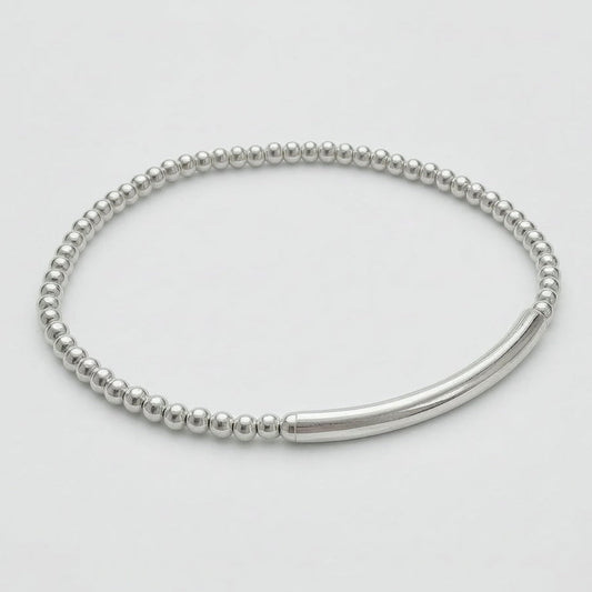 Pulsera bolitas barra plata