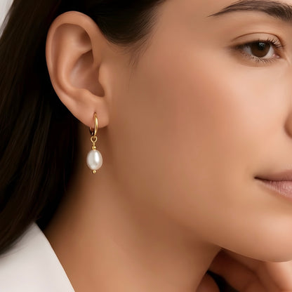 Aros argolla perla oro