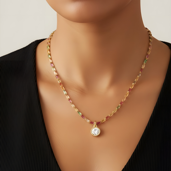 Collar choker leonor circón oro