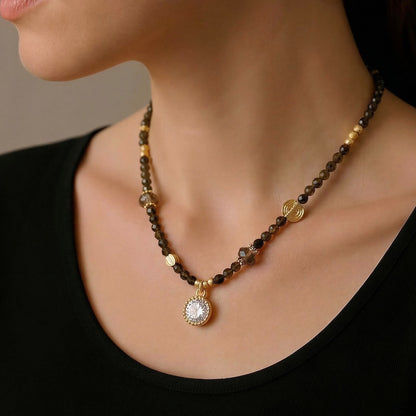 Collar obsidiana gold oro