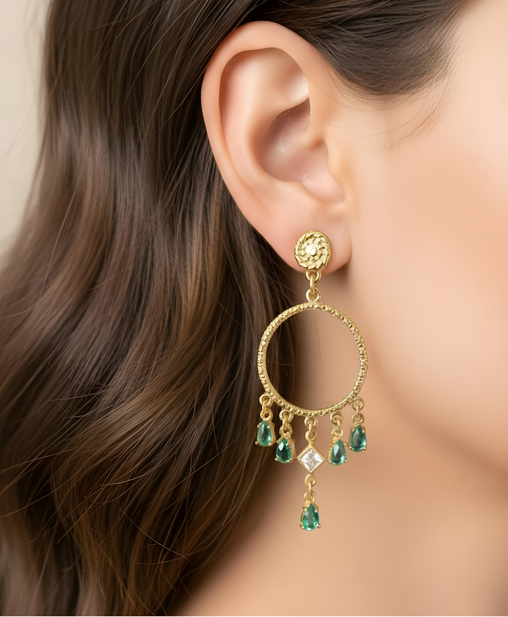 Aros marsella verde oro