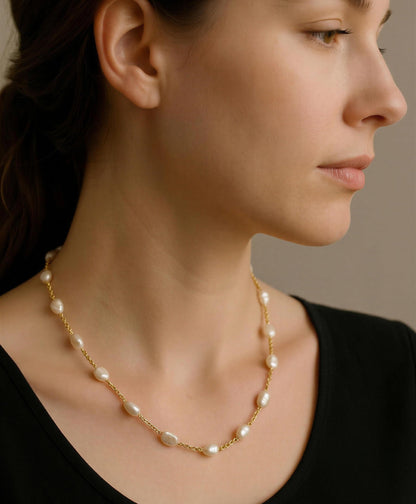 Collar perlas oro