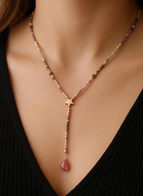 Collar etro cascada estrellita oro