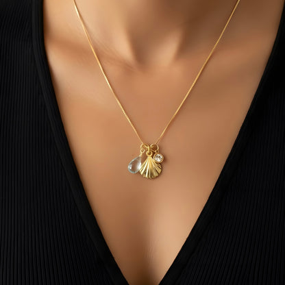 Collar trío mini shell oro