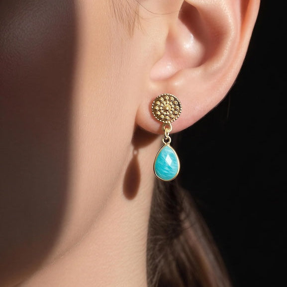 Aros turquesa oro