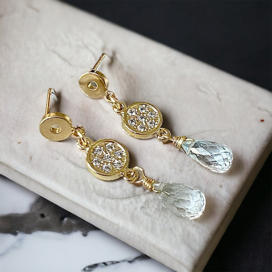 Aros roma aguamarina oro
