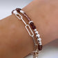 Pulsera doble granates cristales plata