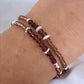 Pulsera doble granates cristales plata