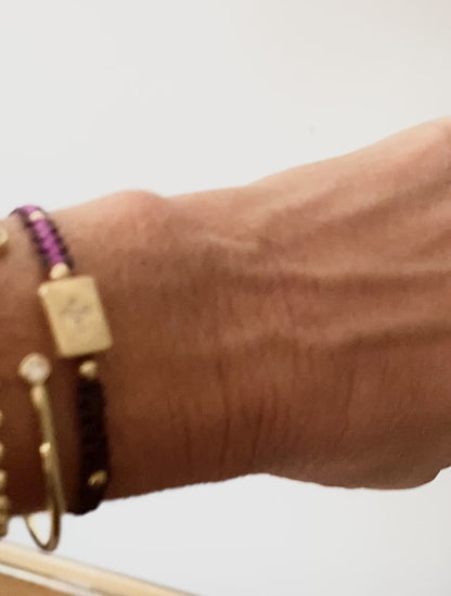 Pulsera caja cruz circones oro