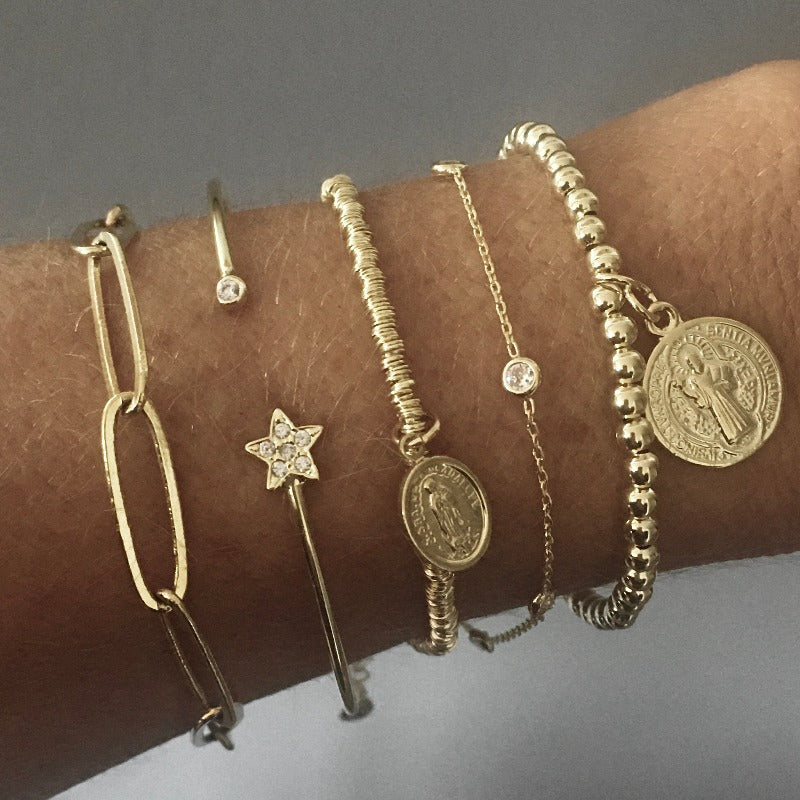 pulsera medalla san benito oro