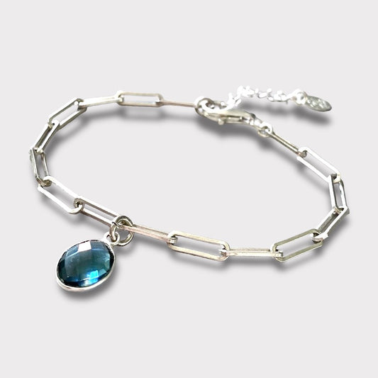 Pulsera eslabones cuarzo azul plata