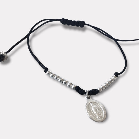 Pulsera hilo vírgen de guadalupe plata