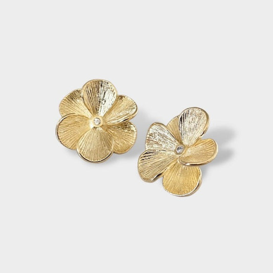 Aros flor circón oro