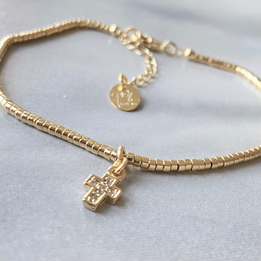 Pulsera lola mini cruz oro