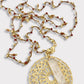 Collar largo tejido mandala cuarzo oro