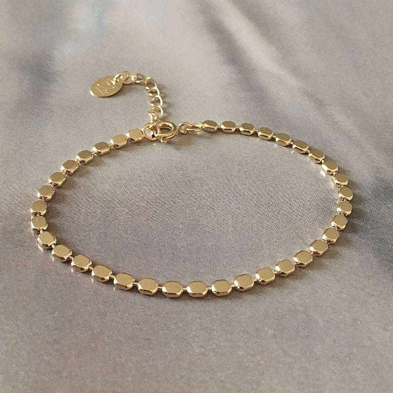 pulsera bolitas planas oro bolitas planas pequeñas