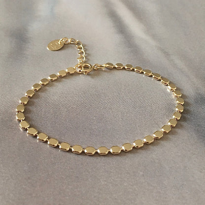 pulsera bolitas planas oro bolitas planas pequeñas