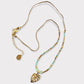 Collar tejido mini hoja monstera oro