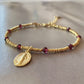 Pulsera mostacilla granate oro
